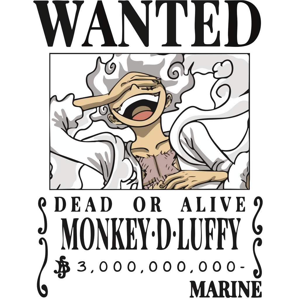 OP #3 - Luffy Wanted White T-Shirt